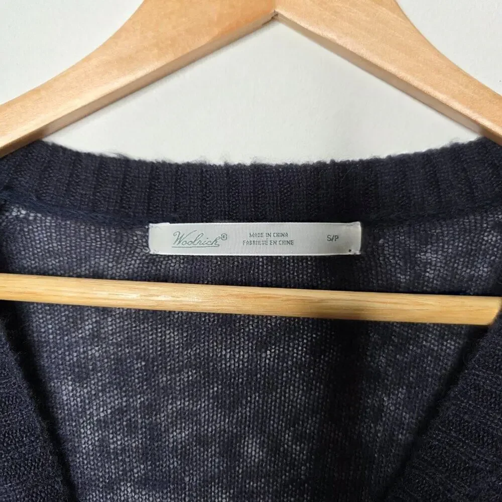 Woolrich Scenic Graphic Wool Mohair Blend Knit Sweater Mountain Camp Landscape